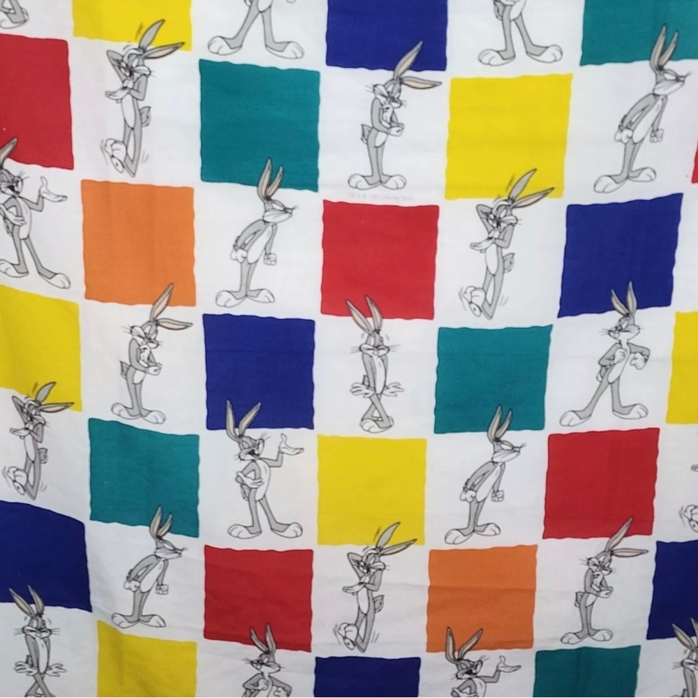 Vintage Warner Brothers 1997 Bugs Bunny Full Flat Sheet The Bibb Co. 97” l 64” w